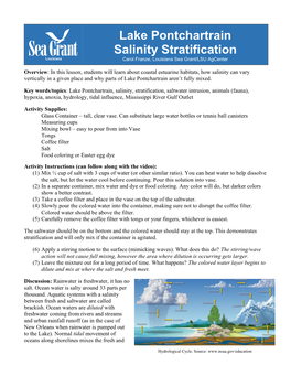 Lake Pontchartrain Salinity Stratification Lesson