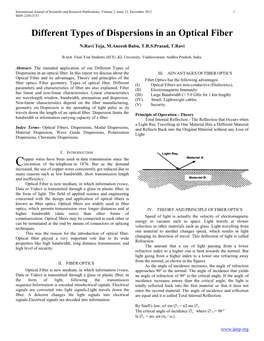 Different Types of Dispersions in an Optical Fiber