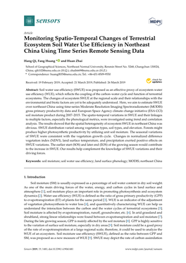 Monitoring Spatio-Temporal Changes of Terrestrial Ecosystem Soil Water Use Efﬁciency in Northeast China Using Time Series Remote Sensing Data