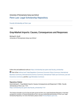 Gray-Market Imports: Causes, Consequences and Responses