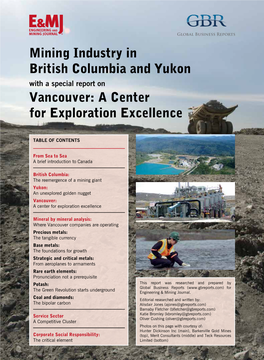 Mining Industry in British Columbia and Yukon with a Special Report on Vancouver: a Center for Exploration Excellence