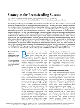 Strategies for Breastfeeding Success Drew Keister, MD; Kismet T