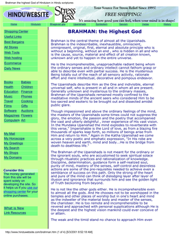 Brahman of the Upanishads, the Universal God of Hinduism