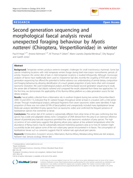 Second Generation Sequencing and Morphological Faecal Analysis