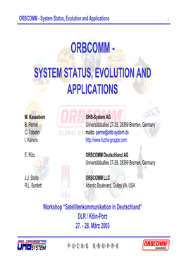 ORBCOMM - System Status, Evolution and Applications 1