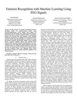 Emotion Recognition with Machine Learning Using EEG Signals