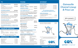 Gainesville Channel Lineup & Price List