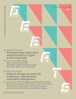 Special Issue Plurinationality, Federalism and Sovereignty in Spain