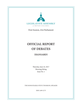 Official Report of Debates
