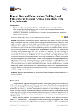 Tackling Land Subsidence in Peatland Areas, a Case Study from Riau, Indonesia