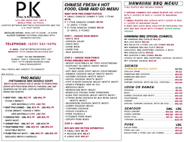 Chinese Fresh & Hot Food, Grab and Go Menu Hawaiian Bbq Menu