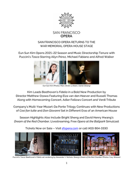 San Francisco Opera 2021-22 Season Announcement Updated 8.13.21.Pdf