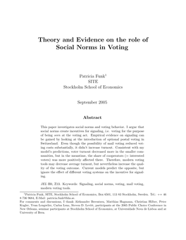 Theory and Evidence on the Role of Social Norms in Voting