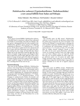 Nothobranchius Nubaensis (Cyprinodontiformes: Nothobranchiidae) a New Annual Killifish from Sudan and Ethiopia