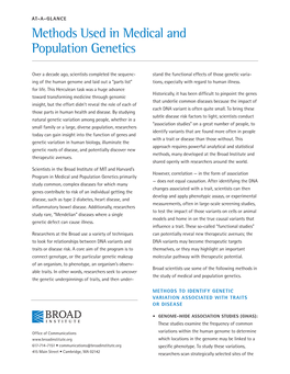 Methods Used in Medical and Population Genetics