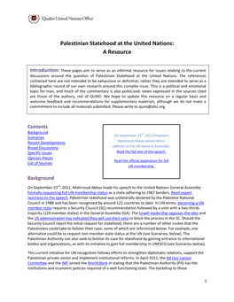 Palestinian Statehood at the United Nations: a Resource