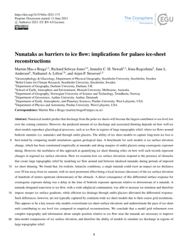 Nunataks As Barriers to Ice Flow: Implications for Palaeo Ice-Sheet