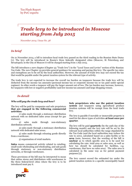 Trade Levy to Be Introduced in Moscow Starting from July 2015