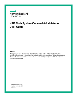 HPE Bladesystem Onboard Administrator User Guide