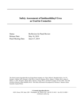 Safety Assessment of Imidazolidinyl Urea As Used in Cosmetics