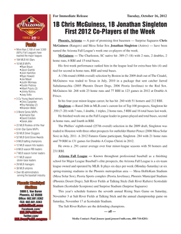 1B Chris Mcguiness, 1B Jonathan Singleton First 2012 Co-Players of the Week