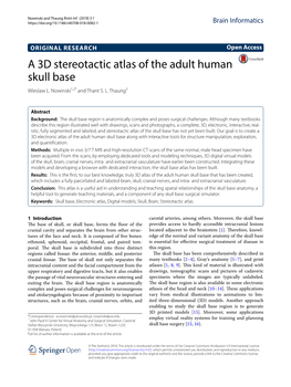 A 3D Stereotactic Atlas of the Adult Human Skull Base Wieslaw L