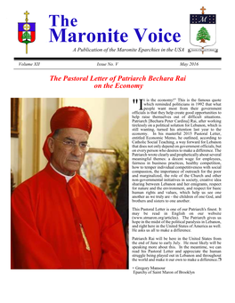 Maronite Voice a Publication of the Maronite Eparchies in the USA