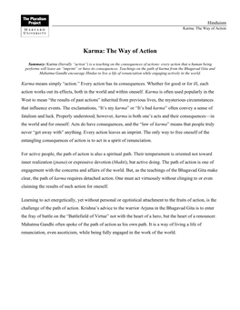 Karma: the Way of Action