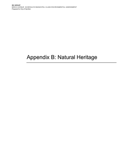 Appendix B: Natural Heritage