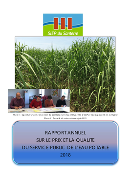 Rapport Annuel Sur Le Prix Et La Qualite Du Service Public De L’Eau Potable 2018 Table Des Matieres