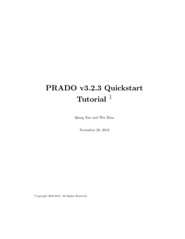 PRADO V3.2.3 Quickstart Tutorial 1