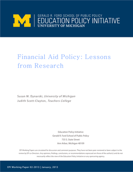 Financial Aid Policy: Lessons from Research