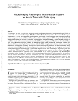 Neuroimaging Radiological Interpretation System for Acute Traumatic Brain Injury