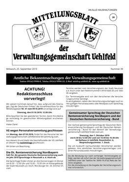 Mitteilungsblatt KW 39 2019