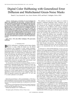 Digital Color Halftoning with Generalized Error Diffusion and Multichannel Green-Noise Masks Daniel L