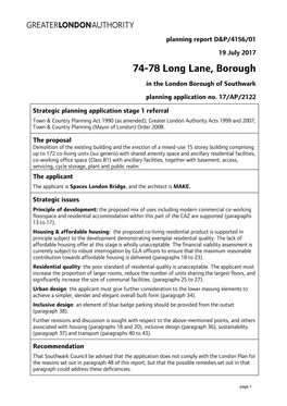 74-78 Long Lane, Borough in the London Borough of Southwark Planning Application No