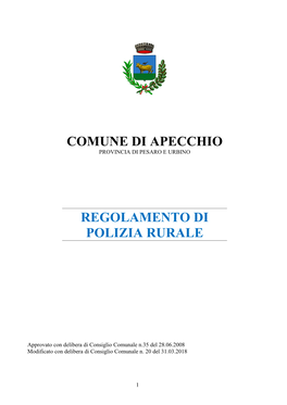 Regolamento Di Polizia Rurale