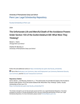 The Unfortunate Life and Merciful Death of the Avoidance Powers Under Section 103 of the Durbin-Delahunt Bill: What Were They Thinking?