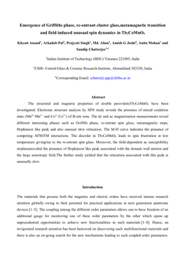 Emergence of Griffiths Phase, Re-Entrant Cluster Glass,Metamagnetic Transition