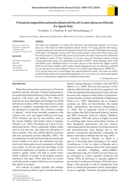 Chemical Composition and Antioxidant Activity of Cucumis Dipsaceus Ehrenb