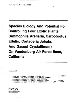 Ammophila Arenaria, Carpobrot Us Edulis, Cortaderia Ju Bata, and Gasoul Crystallinum) - on Vandenberg Air Force Base, California