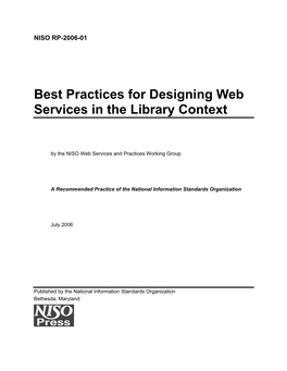 NISO RP-2006-01, Best Practices for Designing Web Services in The