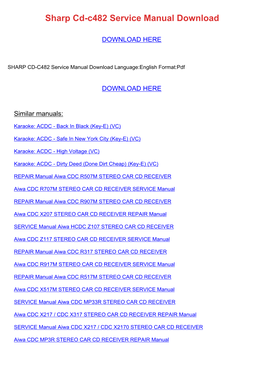 Sharp Cd-C482 Service Manual Download