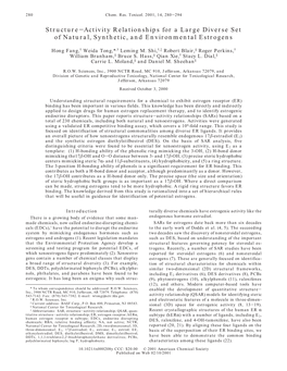 Structure-Activity Relationships for a Large Diverse Set of Natural, Synthetic, and Environmental Estrogens