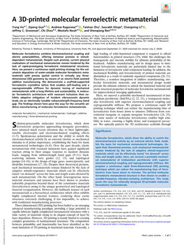 A 3D-Printed Molecular Ferroelectric Metamaterial