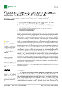 A Detailed Record of Deglacial and Early Post-Glacial Fluvial Evolution: the River Ure in North Yorkshire, UK