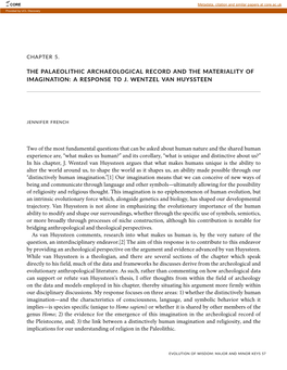 The Palaeolithic Archaeological Record and the Materiality of Imagination: a Response to J