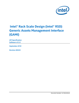 (GAMI) API Specification Designed and Implemented for Intel® Rack Scale Design Software V2.3.2 Release