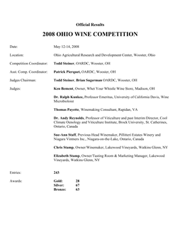 2008 Ohio Wine Competition