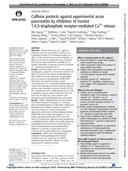 Caffeine Protects Against Experimental Acute Pancreatitis by Inhibition Of